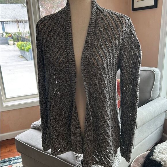 Eileen Fisher crocheted cotton cardigan, loose weave -spring/ summer small - Picture 7 of 9